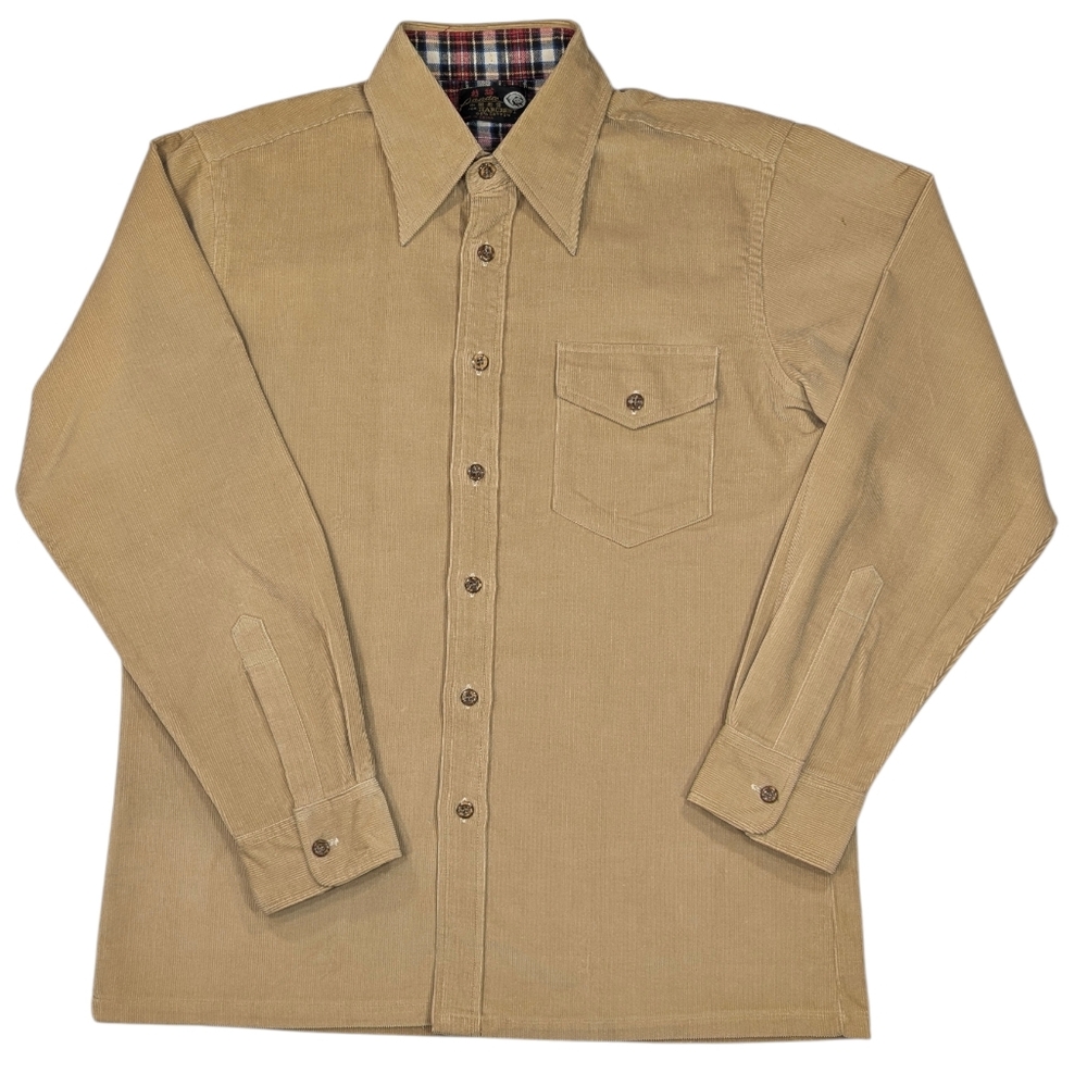 Vintage Panda For Harcrest cotton corduroy beige Western button up. Medium